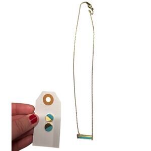 NEW Elegant Gold and Turquoise Necklace and Earring Set